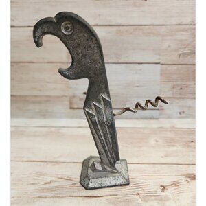 Vintage Negbaur Art Deco Figural Parrot Corkscrew Aluminum Bottle Opener 5”